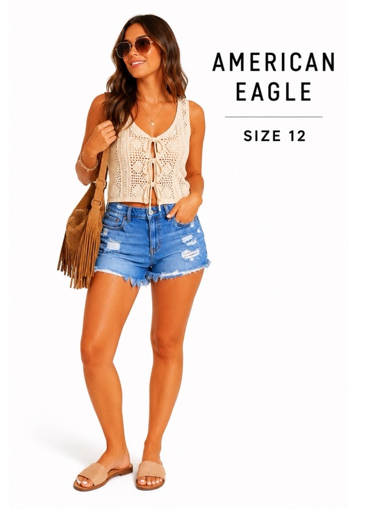 American Eagle Outfitters Pants - AMERICAN EAGLE Ripped High Rise Jean Shorts Size 12